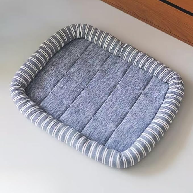 Cat Cooling Mat Bed, Summer Machine Washable Temperature-Regulating Breathable Sleeping Cushion for Indoor Kittens (Blue,L)