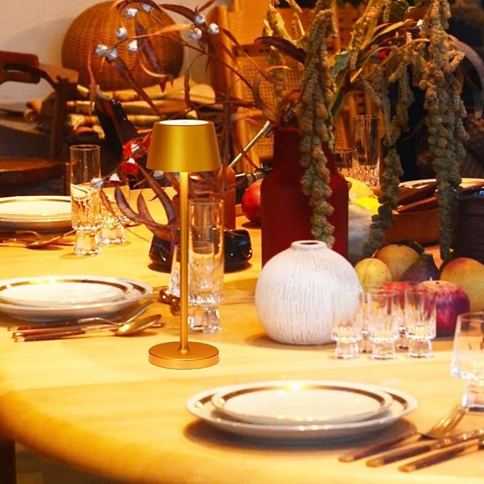 Cordless Table Lamp Rechargeable,with Touch Dimming and IP54 Waterproof Function Desk Lamp,Suitable for Indoor and Outdoor Lighting Gold