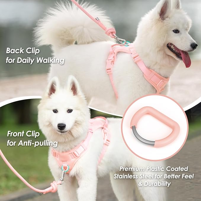 No Pull Dog Harness, Puppy Vest with Front Clip for Small Medium Large Sized Dog(Light Pink,XS)