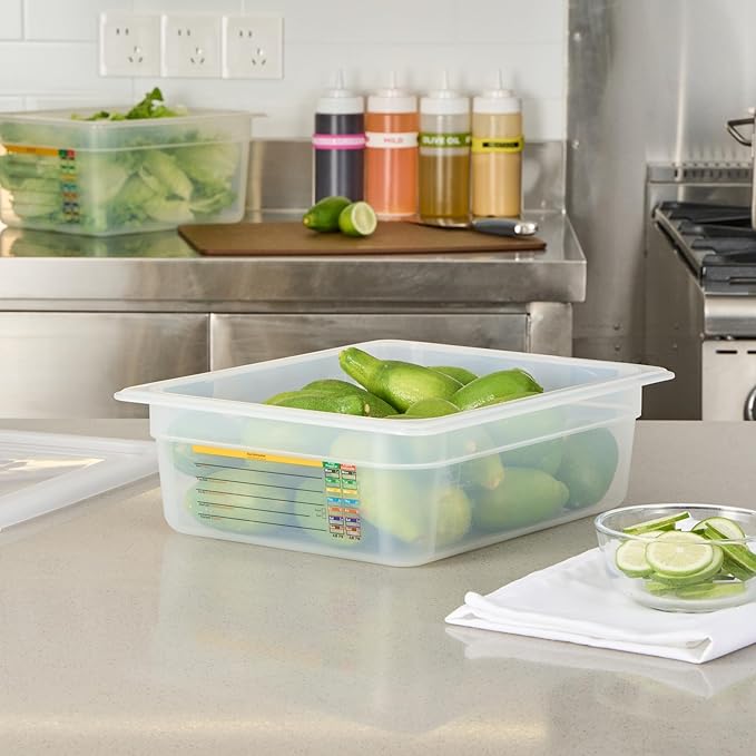 Restaurantware Food Pans Pack of 10 Plastic Rectangle Food Containers Half Size with Traceability Label, Storage Containers Dishwashable Hot Cold Friendly for Restaurants Buffet Commercial Use