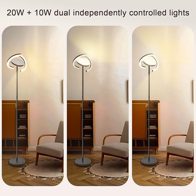 Floor Lamps for Living Room, Stepless Dimmable & Dimmable LED Floor Lamp,Modern Rotatable Reading Standing Lamp with Remote &Touch Control Tall Lamp for Bedroom Office