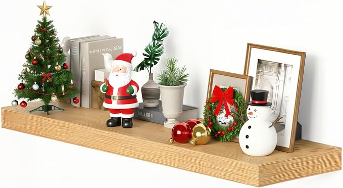 Vivelove 10 inches Deep Floating Shelves 36 inch Long, Single Wall Shelves Heavy Duty 70 lbs for Bedroom, Bathroom, Living Room, Kitchen, Office, Modern Shelf Home Decor, Set of 1, Oak