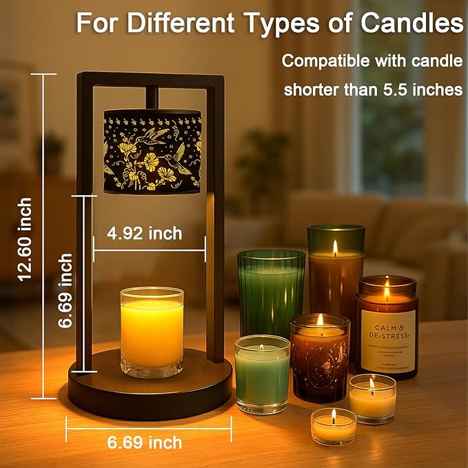 Candle Warmer Lamp with Timer Wax Melt Warmer for Scented Jar Candles Candle Lamp Warmer Gifts for Mom Christmas Gifts, House Warming Gifts New Home Office Dorm Room Fall Decor (Hummingbird)