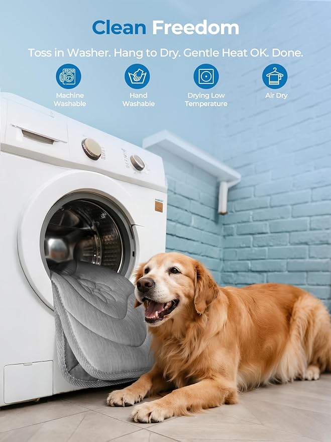Dog Cooling Mat, Reversible Cool & Warm Pet Orthopedic Pad, Thick Mat for Summer & Winter, Machine Washable, Portable for Crate, Kennel, Bed, Floor, Sofa, Car (Cool Grey, Large：48" x 29")