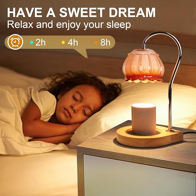 Dimmable Flower Candle Warmer Lamp With Timer, Electric Melter Light, Vintage Lamp, Gift for Women, Home Decor, Cozy House Warming, Coffee