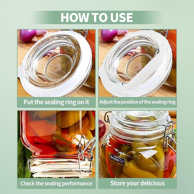 16PCS Rubber Seals for Glass Jars, Airtight Silicone Replacement Gasket,Food-Grade Silicone Gaskets(3.75" Diameter,Fits Mason Jars),Leakproof,Airtight Rings for Food Storage,Canning(White)