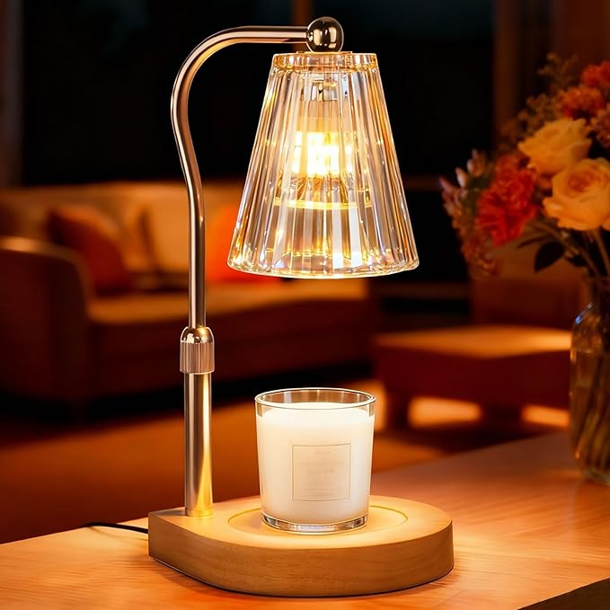 Candle Warmer Lamp with Timer Dimmer Adjustable Height, Gift for Women Mom, House Warming New Home Cozy Decor, Wax Melt Warmer for Jar Candles with 2 Bulbs