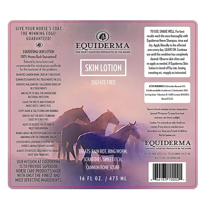 EQUIDERMA (2 Pack) Horse Skin Lotion with 10‑Count Pet Faves Pet Wipes – Gentle Soothing Relief for Cannon Bone, Mane & Tail Irritation, Dry Skin & Scabs