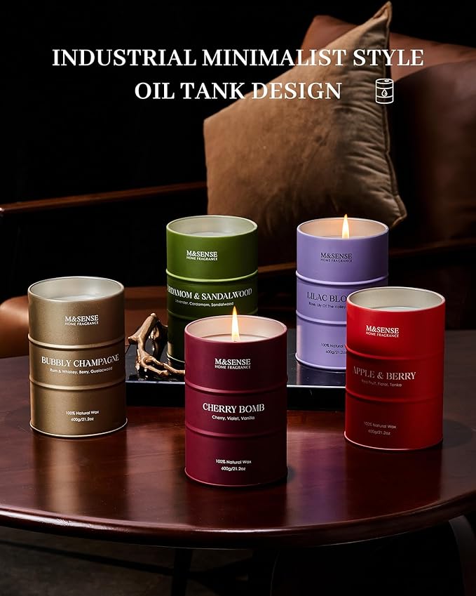 M&SENSE Cherry Bomb Scented Candles, Large Sweet Candle for Home Scented, Natural Soy Wax Candle, Candles Gifts for Women, 21.2 oz 120 Hours Burn