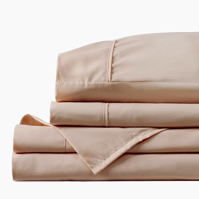 PeachSkinSheets Toasted Marshmallow Sheet Set - 1500tc Level of Softness - Extra Soft Cooling Sheets for Hot Sleepers and Night Sweats - Twin Size