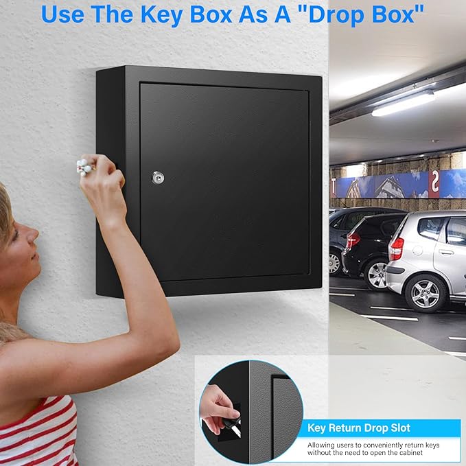 100 Keys Key Lock Box, Anti-Theft Key Cabinet with Key Tags, Key Organizer Wall Mount for Car Garage House Rental Office Business