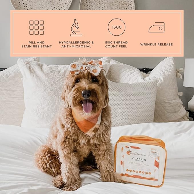 PeachSkinSheets Vanilla Bean Sheet Set - 1500tc Level of Softness - Extra Soft Cooling Sheets for Hot Sleepers and Night Sweats - California King Size