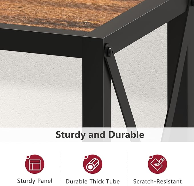 Tajsoon Console Table 41.8”, 2-Tier Industrial Entryway Table, Narrow Entrance Sofa Table with Shelves, Hallway, Living Room, Foyer, Corridor, Office, Rustic Brown and Black