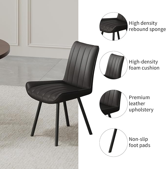 Walnut Round Dining Table Set for 4, Mid-Century Modern Kitchen Table and Chairs, Small Space Dining Room Furniture for Apartment, Breakfast Nook or Studio (Boxwood-1 Table + 4 Black Chairs)