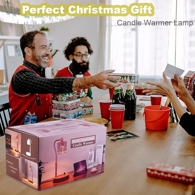 Candle Warmer Lamp with Timer, Candle Warmer Adjustable Height with 2 Bulbs, Dimmable Electric Candles Warming Lamp for Scented Jar Candles, Gold