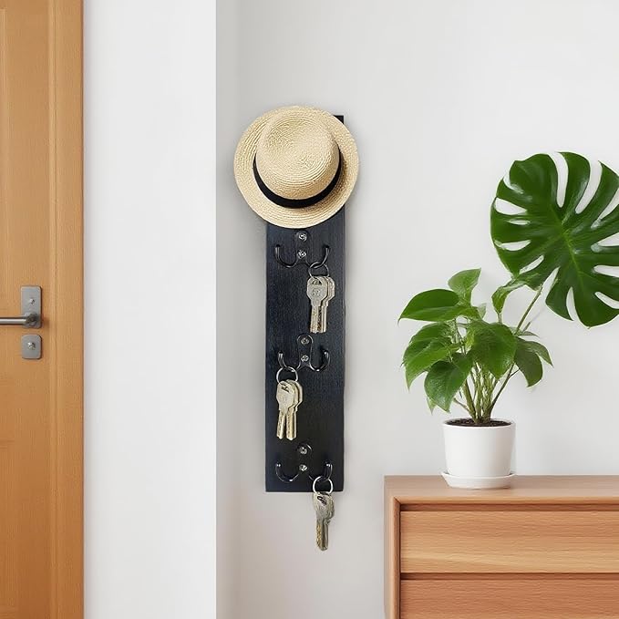 Vertical Key Holder Wall Mount - Stylish Home Decor for Entryway, Space-Saving Hook Rack & Organizer for Keys, Wallets, and More - Ideal for Small Spaces & Versatile Storage Solutions