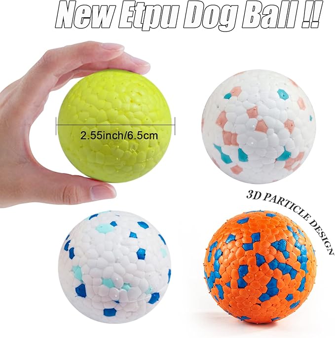Indestructible Floating Bouncy Dog Balls for Small Breed Puppies - Lightweight, Durable, Odourless - 2.5" (4 Pack)