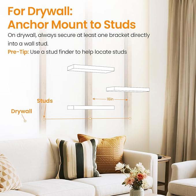 BAYKA Floating Shelves for Wall, 22.5 inches Wall Mounted Rustic Wood Shelves for Bathroom, Bedroom, Living Room, Floating Shelves for Books/Storage/Decor (Black,Set of 3)