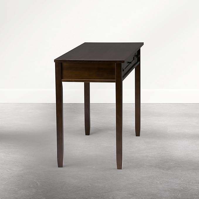 SIMPLIHOME Warm Shaker Desk - 48 Inch Wide Solid Wood Writing Desk in Mocha Brown, Transitional Home Office Computer Table for Workspace or Study with Flip-Down Keyboard Tray and 2 Drawers