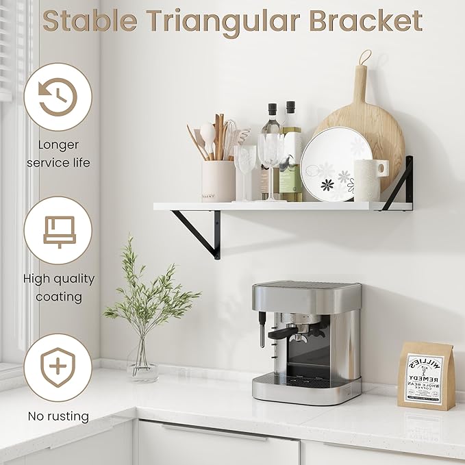 Dreamland Deep Floating Shelves for Wall, White Wood Wall Mounted Shelves, Large Floating Shelf 12 * 24 inchSet of 2 for Bookshelf Living Room Bedroom Home Office Bathroom