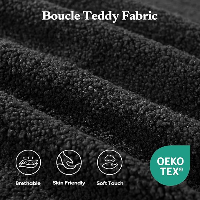 67" Loveseat Sofa, Cloud Modular Couch, Upholstered Floor Sofa with Deep Seat, Upholstered Foam Sofa for Bedroom Living Room, No Assembly Required (Black, Teddy Boucle)