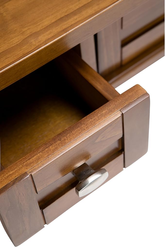 SIMPLIHOME Warm Shaker Desk - 48 Inch Wide Solid Wood Writing Desk in Light Golden Brown, Transitional Home Office Computer Table for Workspace or Study with Flip-Down Keyboard Tray and 2 Drawers