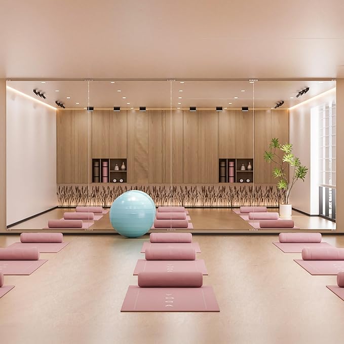 brisafe 2PCS 59" x 16" Gym Mirror - Full Length Wall Mirror for Gyms, Dance Studios, Home and Yoga - Easy Installation, Ultra Light Shatterproof Nano Miorror Reduces 60% Commercial Insurance Costs