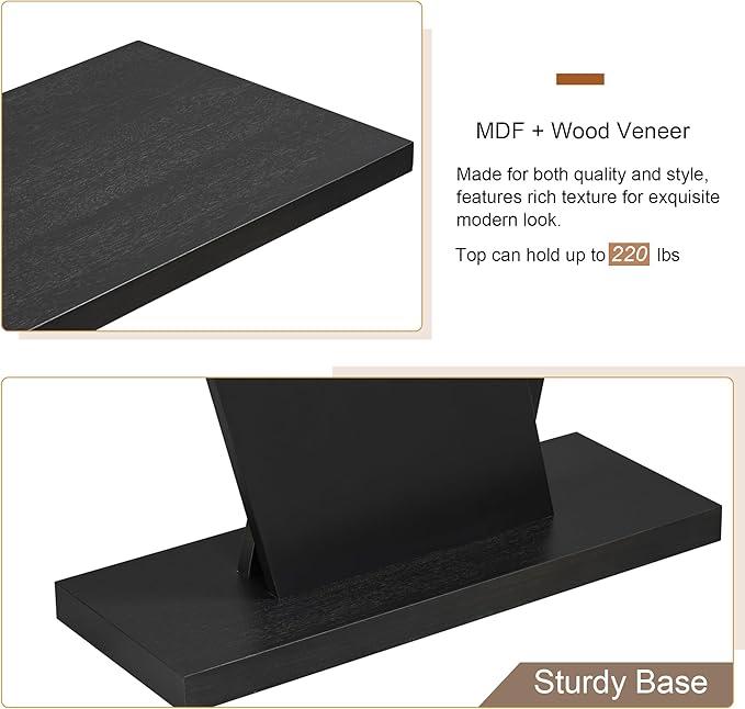 Modern Unique Console Table 59.8-Inch Long Entry Sofa Table Accent Furniture for Living Room Hallway Entryway, Black