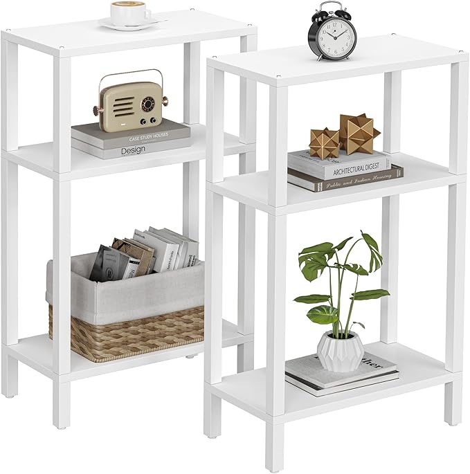 TUTOTAK Small Side Table, Narrow End Table, Skinny Sofa Table, Slim Nightstand, Couch Table, Living Room, Bed Room, White TB01BW0772