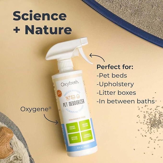 Oxyfresh Extra Strength Pet Odor Eliminator Spray - Goodbye to Stinky Odors - No Fragrance, No Harsh Chemicals - Odor Eliminator Works on Contact - Home Upholstery & Auto - Safe & Pet Parents Love It