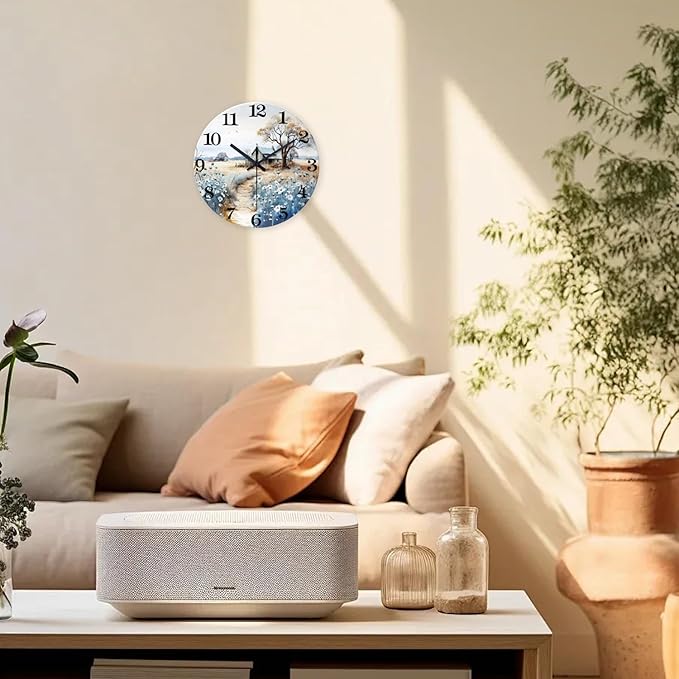 XNM Small Wall Clocks Battery Operated 12 Inch Flower Silent Wall Clock for Bedroom Rustic Clocks for Walls(No Solid Wood, It is with MDF Material)