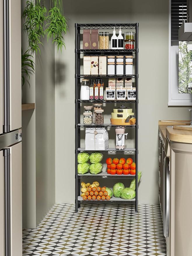 8 Tier Adjustable Storage Shelves Heavy Duty Metal Shelf Wire Shelving Unit Organizer Rack for Home Kitchen Office Pantry Room Bathroom Shelving Organizers and Storage Laundry