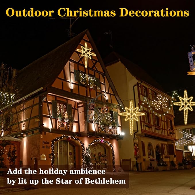 22" Star of Bethlehem Light Christmas Tree Lights,8 Lighting Modes,Metal Frame Waterproof 96 LEDs Warm Yellowish Lights for Christmas New Year Home Party Decoration