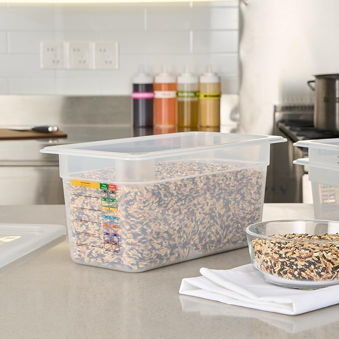 Restaurantware Food Storage Container 1 Pack of 12.7 x 6.8 x 5.9 Inches Plastic Stackable Storage Box White Reusable Label Container Dishwasher Safe For Restaurants And Kitchens