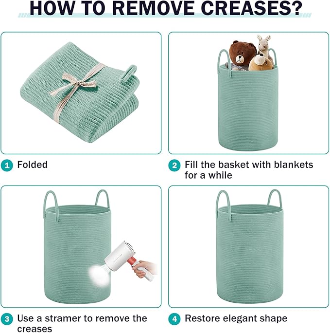 YOUDENOVA Laundry Hamper Basket, Woven 58L Tall Laundry Basket for Blanket Organizer- Nursery Hamper for Bedroom And Bathroom Storage