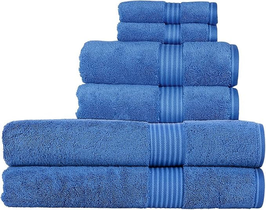 Christy Supreme Hygro 6 Piece Towel Set | Deep sea | 100% Luxury Supima Cotton | Ultra Soft | Super Absorbent | 650GSM | 2 Bath Sheets 2 Hand Towels 2 Face Cloths