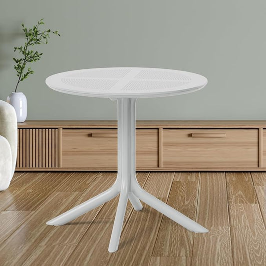 Costaelm Sunshine 31.5" Round Plastic Outdoor Patio Dining Table for 4, Gray