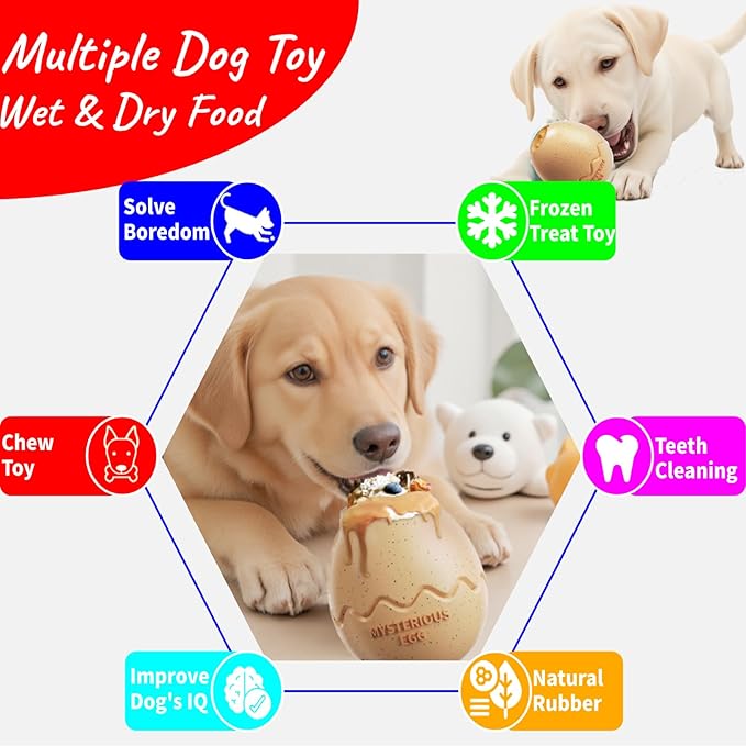 Treat Dispenser Dog Toy for Aggressive Chewers, Dog Frozen Treat Toy to Keep Them Busy, Interactive Chew Toys for Large Dogs, Durable Natural Rubber Material Puzzle Toy