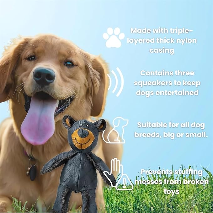 Indestructible Robust Bear Dog Toy Unbreakable Dogs Toy 2.0 Pet Companion for Heavy Chewers Squeaky Dog Toys for Aggressive Chewers Unbreakable Stuffed Plush Puppy Toys for Heavy Chewers (2.0 Version)