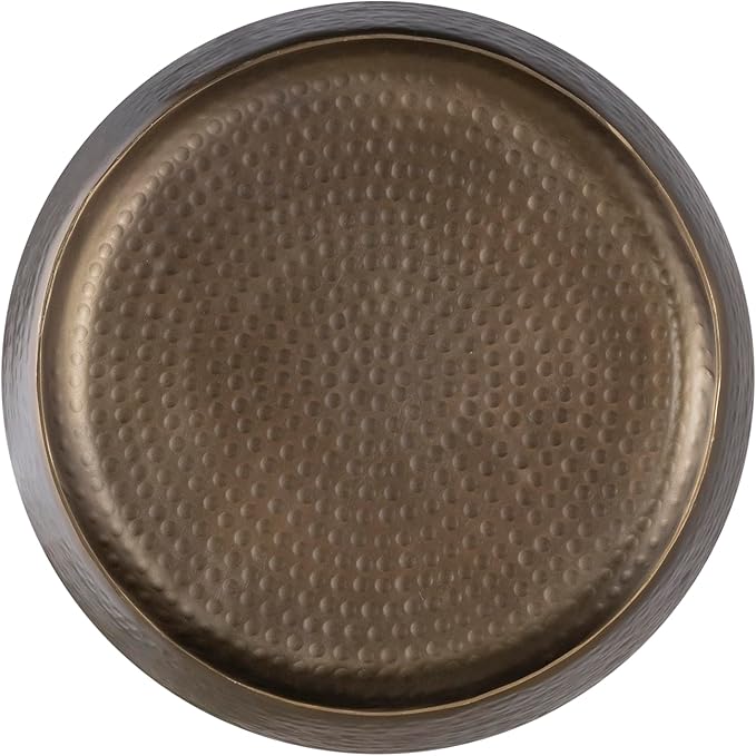 ET501 Modern Contemporary Aluminum Material 21" Height End Table, Side Table with Hand Hammered Design Antique Gold