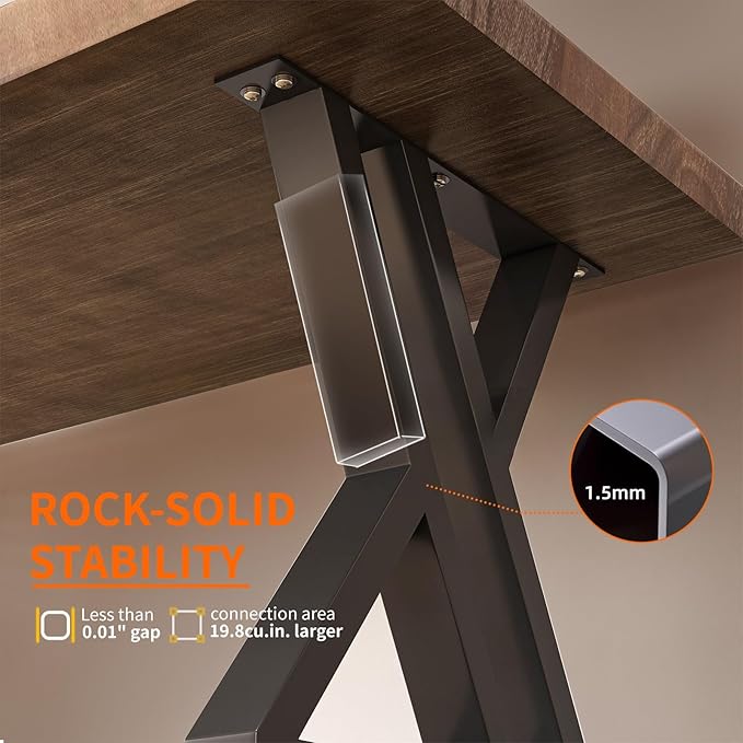 Solid Wood and Metal Modern Industrial Writing Table, 47 inch Wide Home Office Desk Bedroom Computer Desk Workstation, Rustic Natural Aged Brown Study Table Furniture for Your Workspace