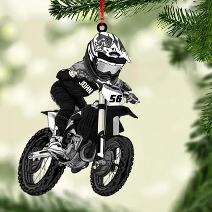 Personalized Dirt Bike Acrylic Ornament 2025, Personalized Christmas Tree Decoration, Unique Holiday Keepsake, Gift for Dirt Bike Lovers, Riders, Family Style 2