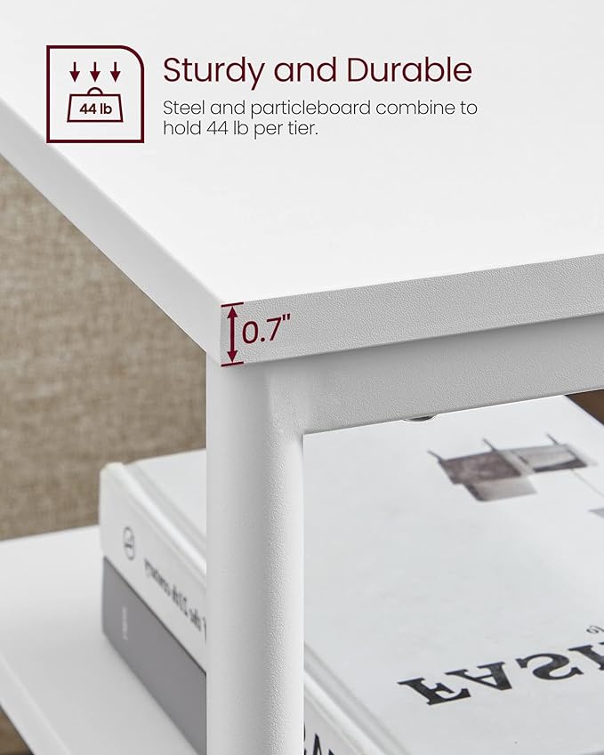 VASAGLE Side Tables Set of 2, Small End Table, Nightstand for Living Room, Bedroom, Office, Bathroom, White ULET272W14