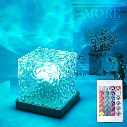 Ocean Wave Projector Light, 16-Color Luminorthe Cube Lamp & App Remote, 3D Holographic Water Ripple Romantic Ambient Lighting for Child's Room, Meditation Relaxation, Night Light
