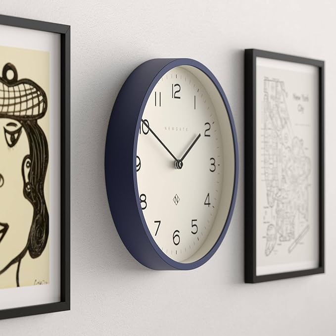 NEWGATE® Number Four Echo Wall Clock | Modern Round Clock | 30cm | Midnight Blue | Easy to Read Numbers | Ideal for Kitchen, Living Room or Office