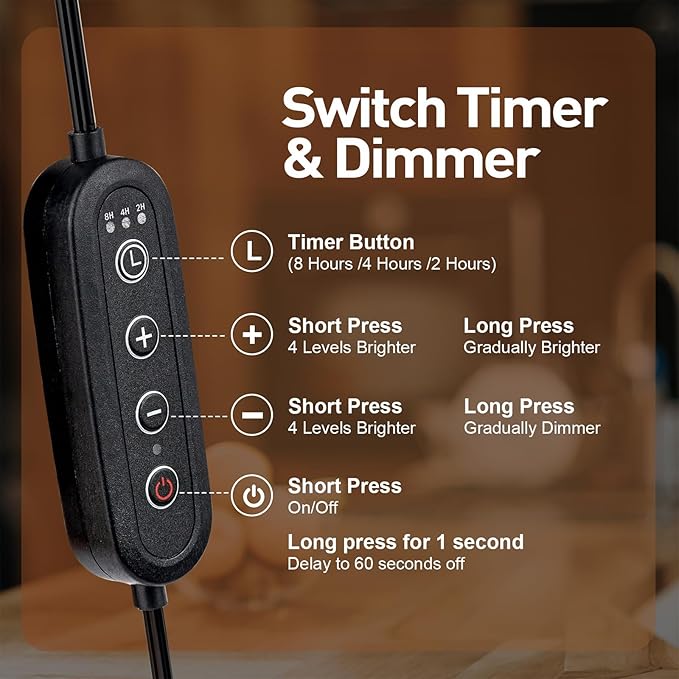 APSARAS USA Candle Warmer Lamp with Timer,Adjustable Height Candle Warmer,Dimmable, Home Decor,Wax Warmer Lamp for Jar Candles with 2 Bulbs and Life Flower Wooden Base,Gift Box for Her/Him(TD1290)