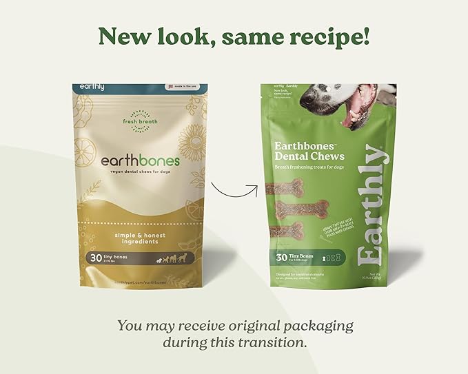 Earthbones Dental Chews for Dogs 3-10lbs, 30 Bones