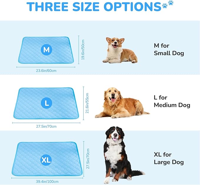 Dog Cooling Mat,2025 Upgraded Washable Pet Cooling Pad for Dogs & Cats,Keep Cool for Pets in Summer,Dog Bed for Outdoor & Home Use,24 * 20"(Blue, Medium)