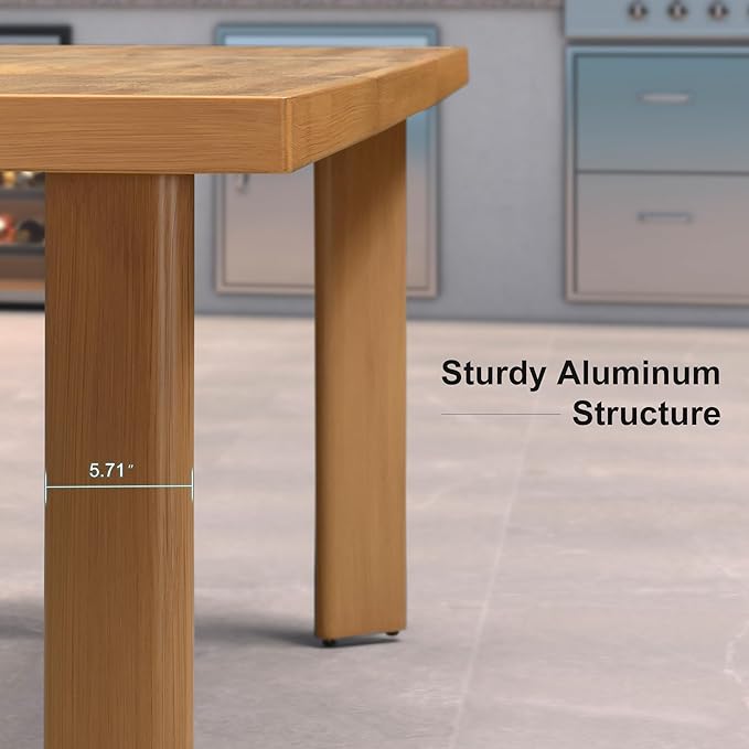 PURPLE LEAF 7 Pieces Patio Dining Set Aluminum Modern Rectangular Table and Wicker Chairs with Cushions for Kitchen Porch Garden Outdoor Furniture Sets, Teak