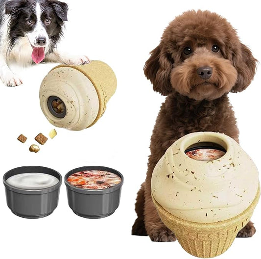 Interactive Dog Toy, Leak Proof Vortex Ice Cream Cone Chew Toy, Frozen Treat Dispensing Dog Toys, Dog Puzzle Toys, Indestructible Dog Toys for Small/Medium/Large Breeds, freezable Dog Toy